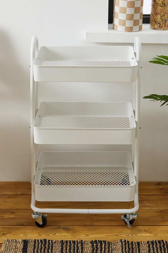 White Metal ThreeTier Storage Trolley Urban Outfitters UK