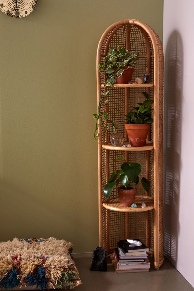 Wicker corner shelf deals unit