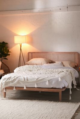 Marte Rattan White King Bed 