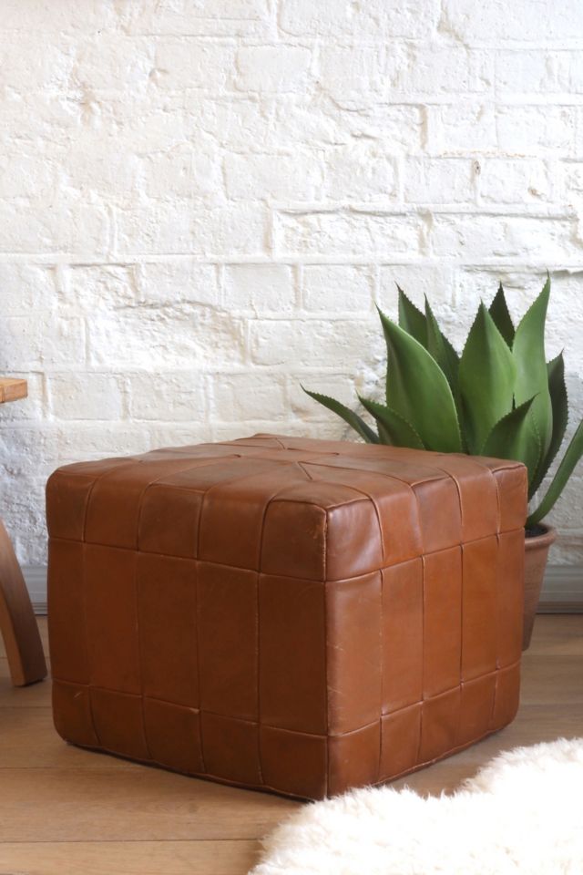 Urban Renewal Vintage Leather Cube Footstool Urban Outfitters UK