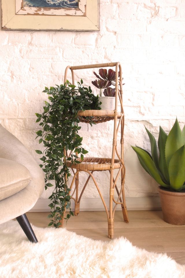 Urban Renewal Vintage Cane & Rattan Plant Stand #1