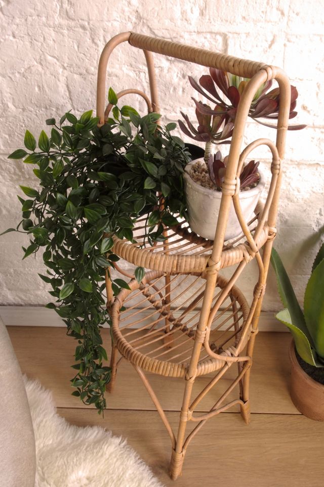 Urban Renewal Vintage Cane & Rattan Plant Stand #3