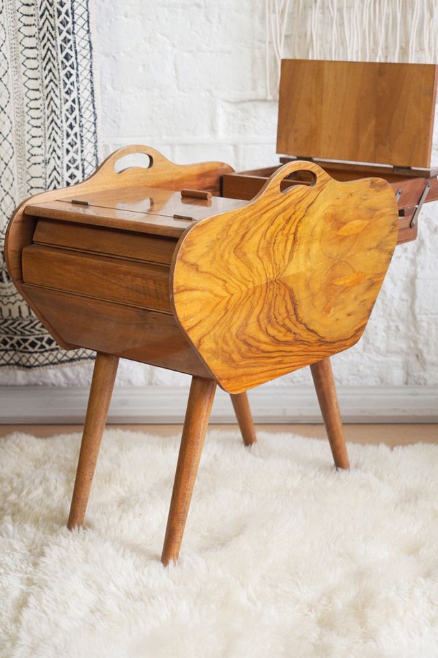 Urban Renewal Vintage Burl Wood Cantilever Sewing Box #3
