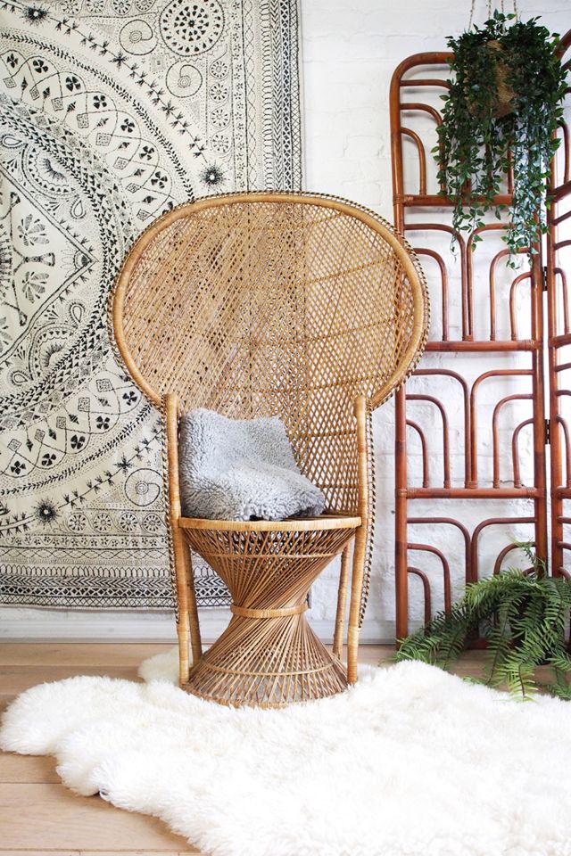 Urban Renewal Vintage 70s Cane Peacock Chair #1