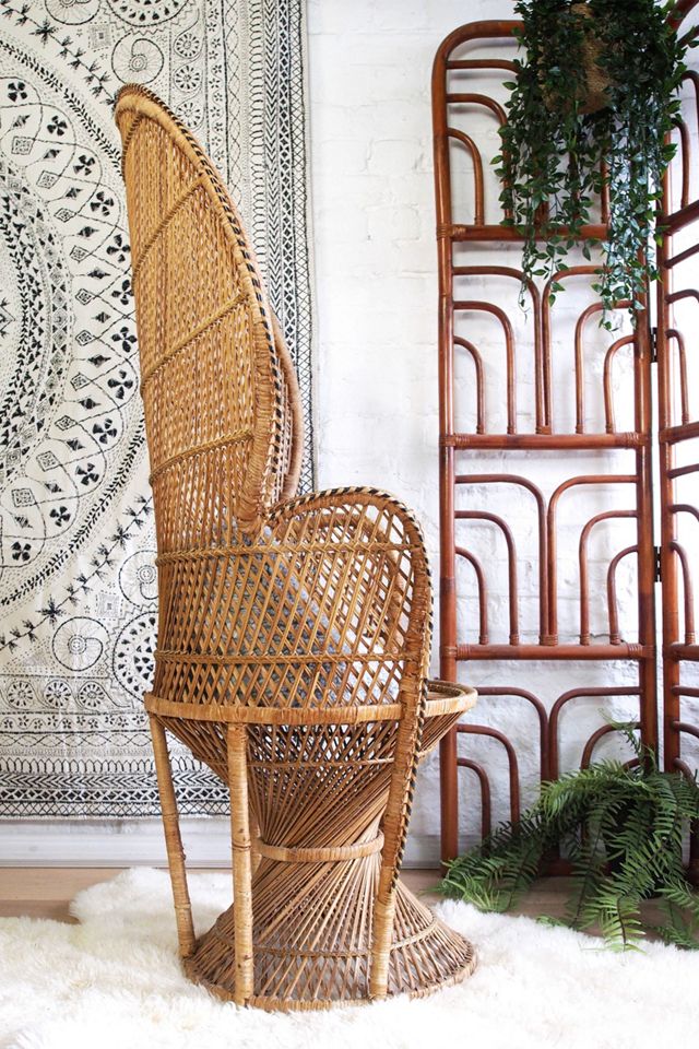 Urban Renewal Vintage 70s Cane Peacock Chair #2