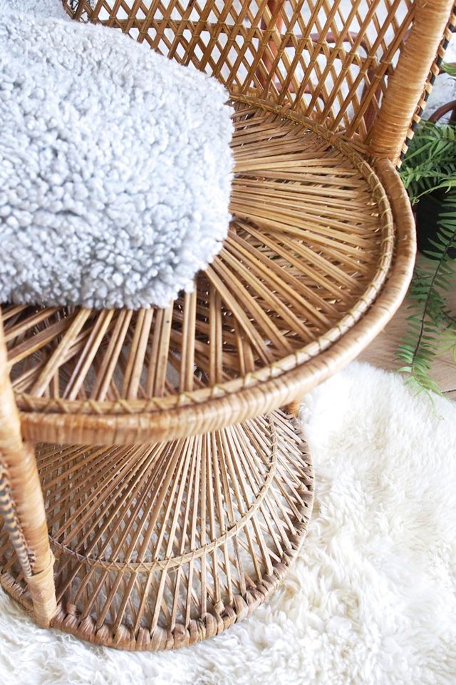 Urban Renewal Vintage 70s Cane Peacock Chair #3