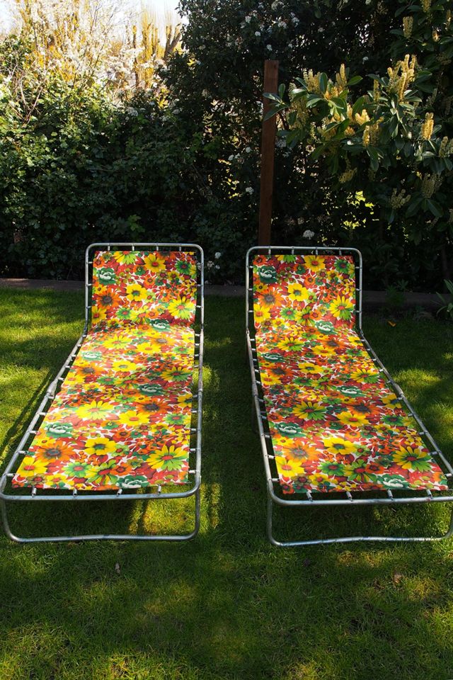 Urban Renewal Vintage Yellow 70s Floral Sun Lounger - Set Of 2 #3