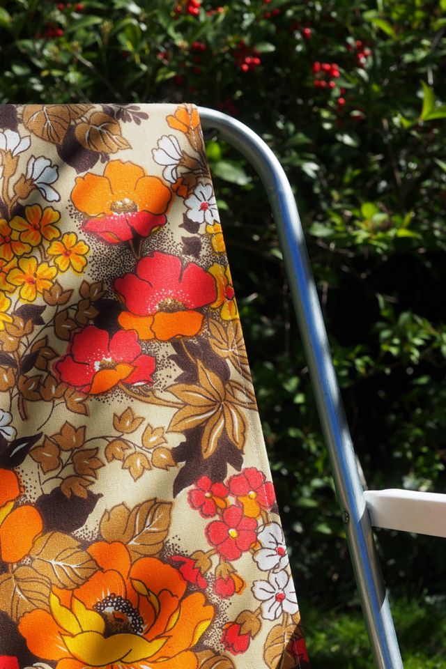 Urban Renewal Vintage Taupe 70s Floral Print Deck Chairs - Set Of 2 #1