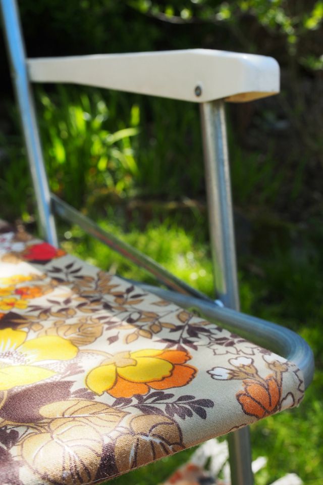 Urban Renewal Vintage Taupe 70s Floral Print Deck Chairs - Set Of 2 #3