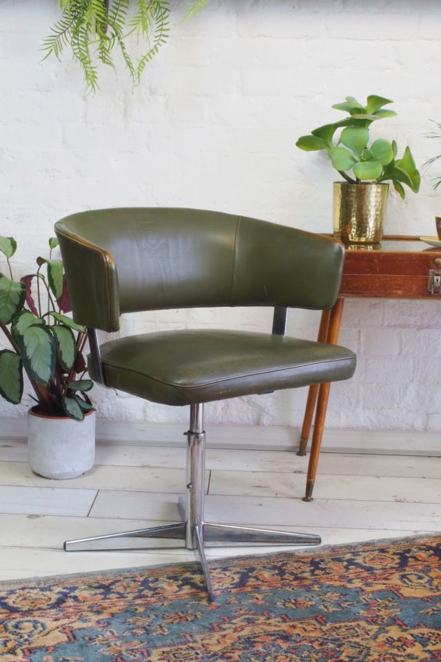Urban Renewal Vintage Green Leather Swivel Chair