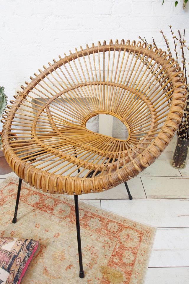 Urban Renewal Vintage Mid Century Franco Albini Cane Satelite Chair #1