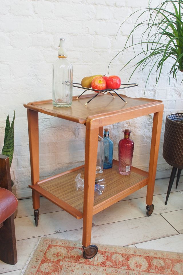 Urban Renewal Vintage Mid Century Wooden Tea Trolley #1