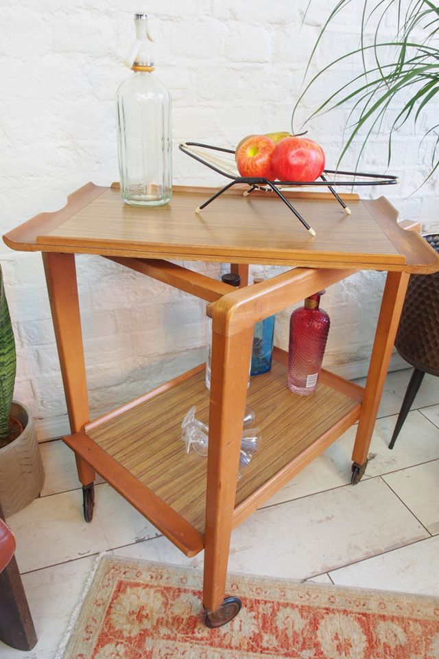 Urban Renewal Vintage Mid Century Wooden Tea Trolley #2