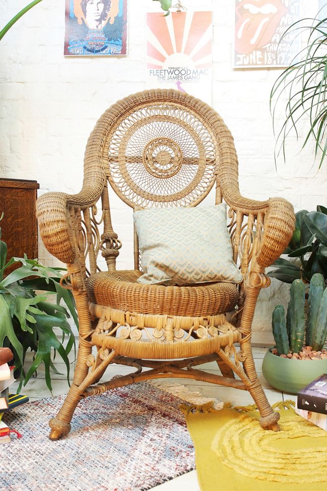Urban Renewal Vintage Victorian Revival Rattan Weave Parlour Chair #2