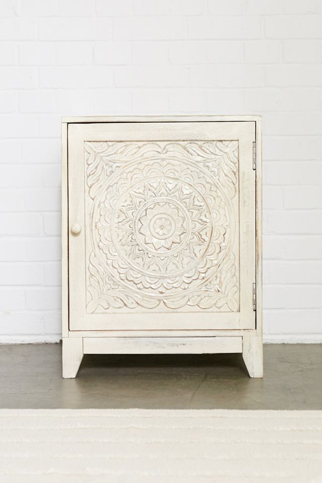 Hand-Painted Whitewash Bedside Table #1