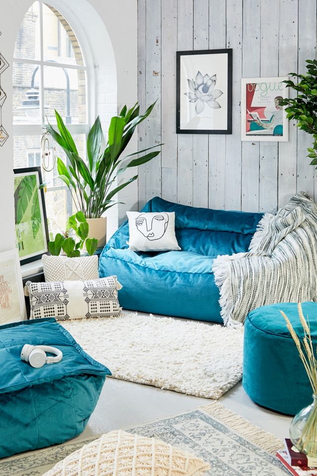 icon Milano Teal Velvet Pouffe #1