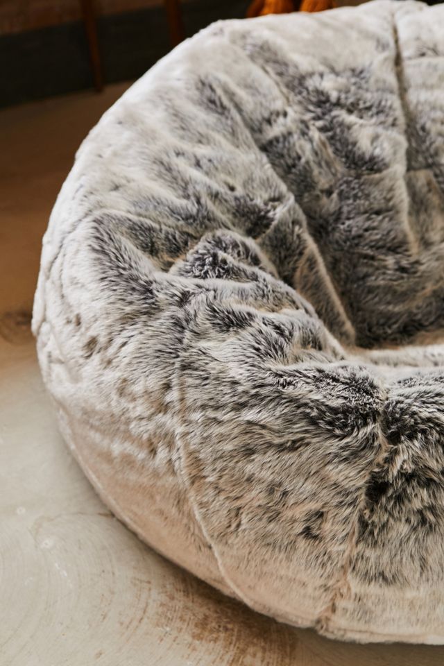 icon Faux Fur Artic Grey Wolf Bean Bag #1