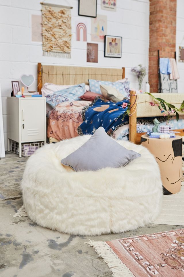 icon Spikey Faux Fur Cream Bean Bag Urban Outfitters UK