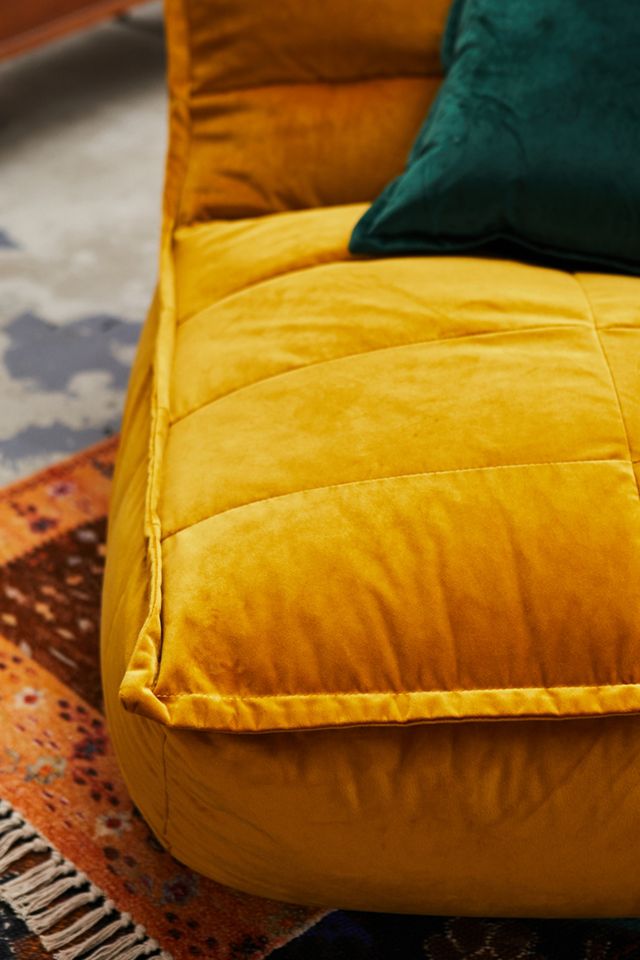 icon Dolce Ochre Yellow Velvet Lounger Bean Bag #1