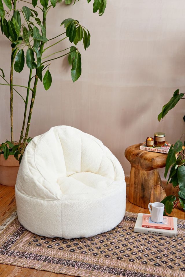 Cassy White Boucle Bean Bag Urban Outfitters UK