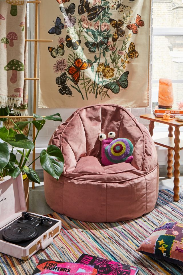 Cassy Pink Velvet Bean Bag Urban Outfitters UK