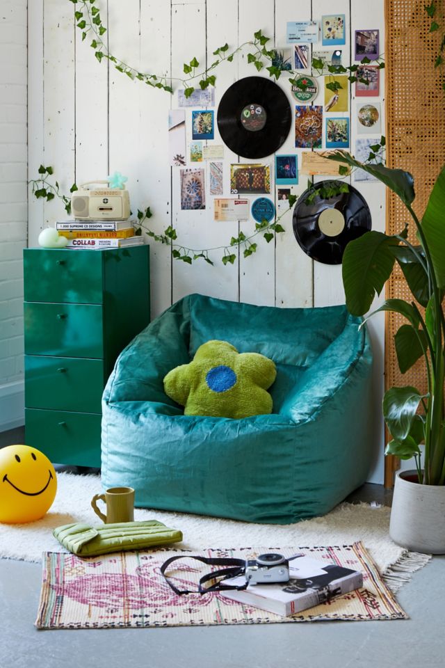 Velvet green best sale bean bag