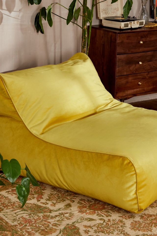 Macy Yellow Two-Seater Velvet Bean Bag #2