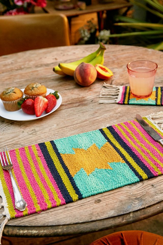Pink & Green Woven Placemat #3
