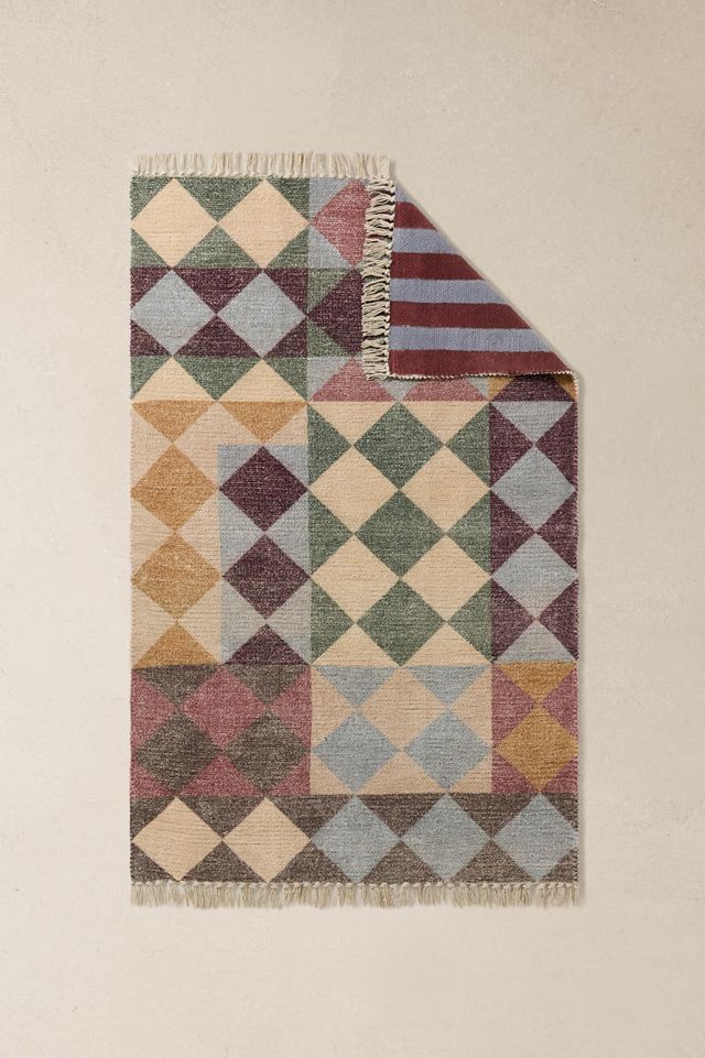 Tile Stripe Reversible 3x5ft / 90x150cm Rug #2