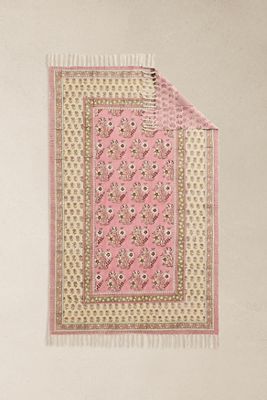 Tappeto Reversibile con Stampa a Blocchi Rosa 3x5ft / 90x150cm