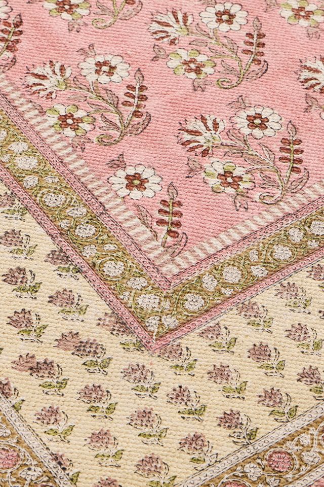 Pink Block Print Reversible 3x5ft / 90x150cm Rug #2