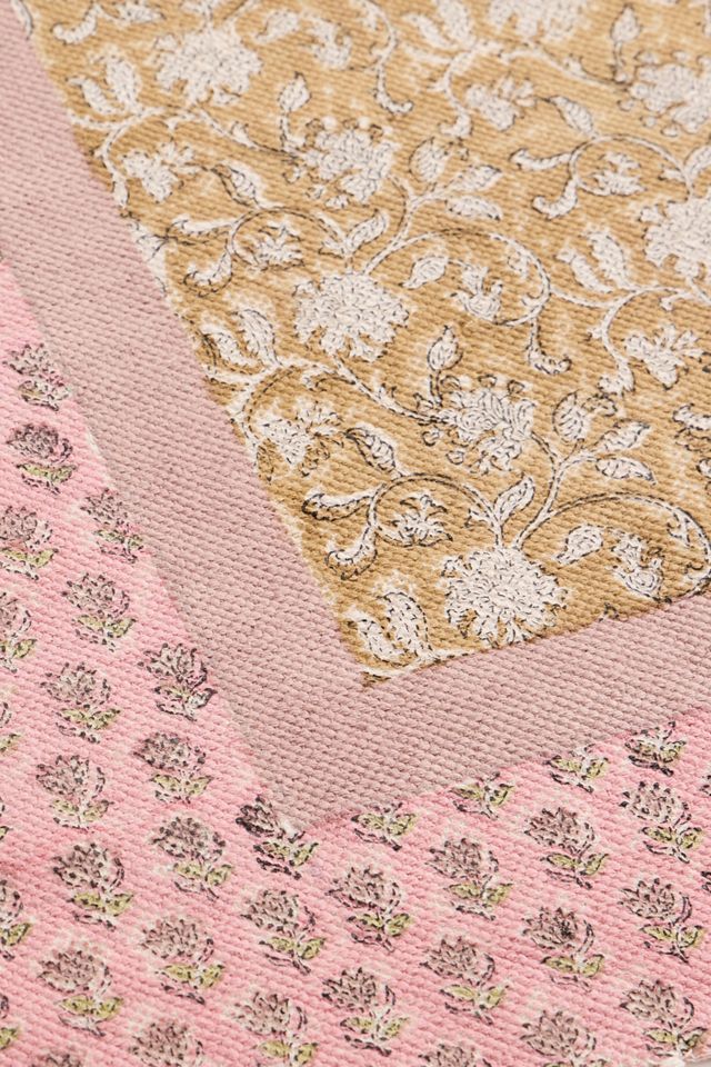 Pink Block Print Reversible 3x5ft / 90x150cm Rug #3