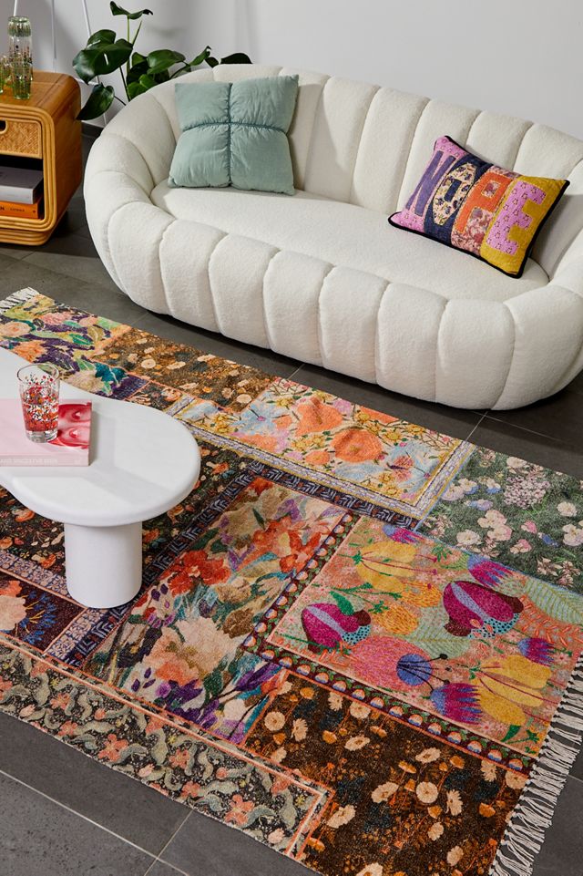 Tapis 5x7 en patchwork boisé #1