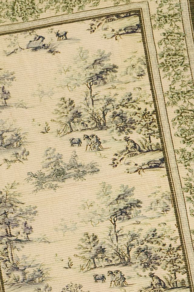 Green Toile Land 5x7 Rug #1