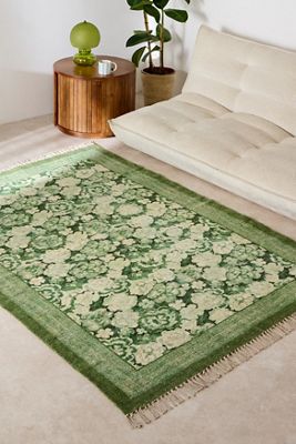 Tappeto Floreale Verde 5x7ft / 150x210cm