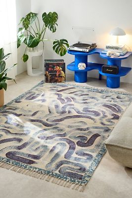 Tappeto Onda Astratta Blu 5x7ft / 150x210cm