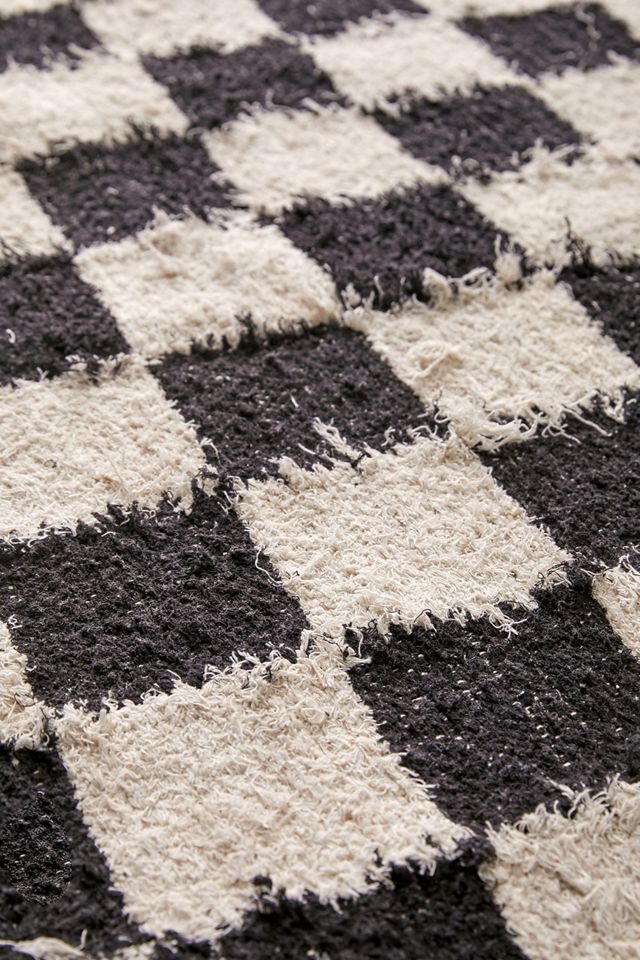 Teppich mit Schachbrettmuster in Schwarz und Ecru, 2 x 3 #1