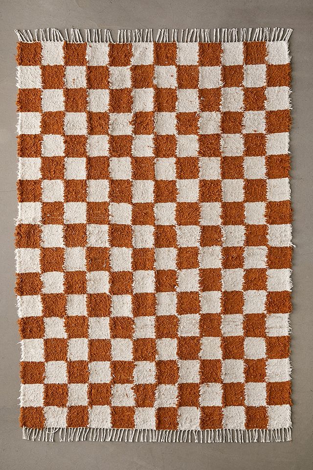 Checkerboard Terracotta 5x7 Rug