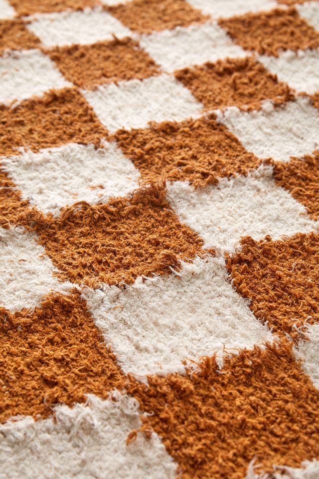 Tapis de 5x7 avec imprimé à damier ocre brun  #3