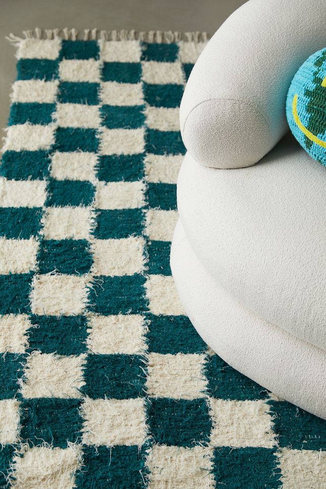 Checkerboard Green 5x7 Rug #1