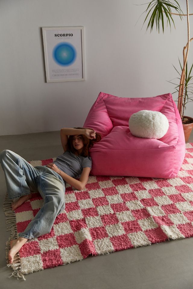 Alfombra de tablero de ajedrez rosa 5x7  #2