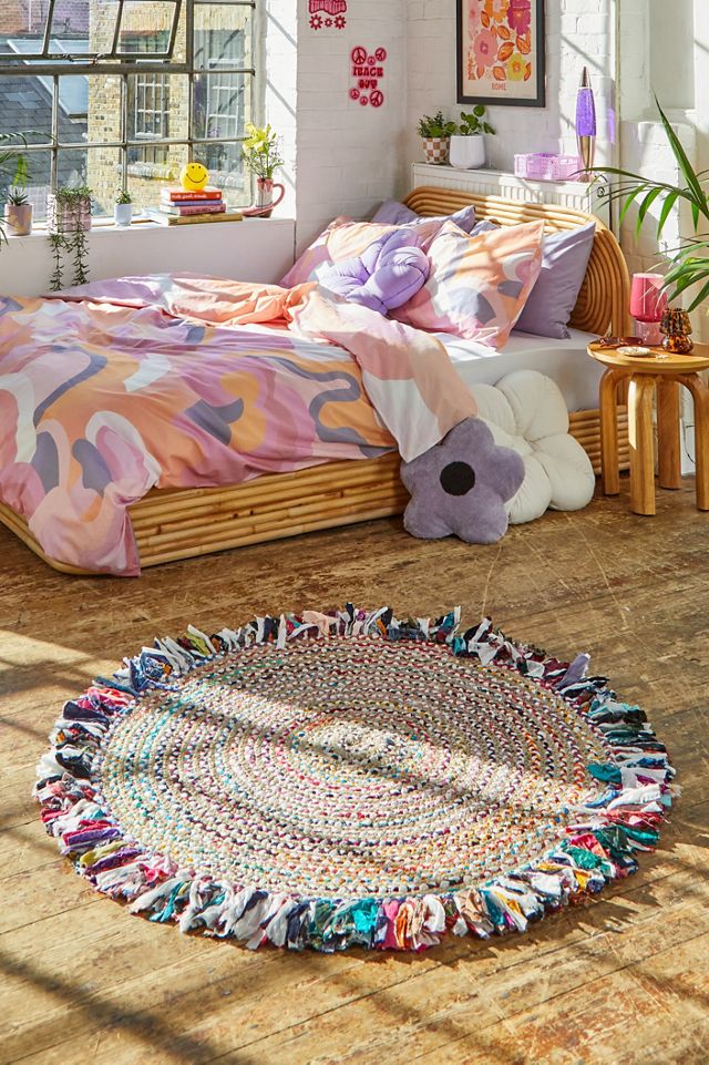 Jute & Multicoloured Rag Rug