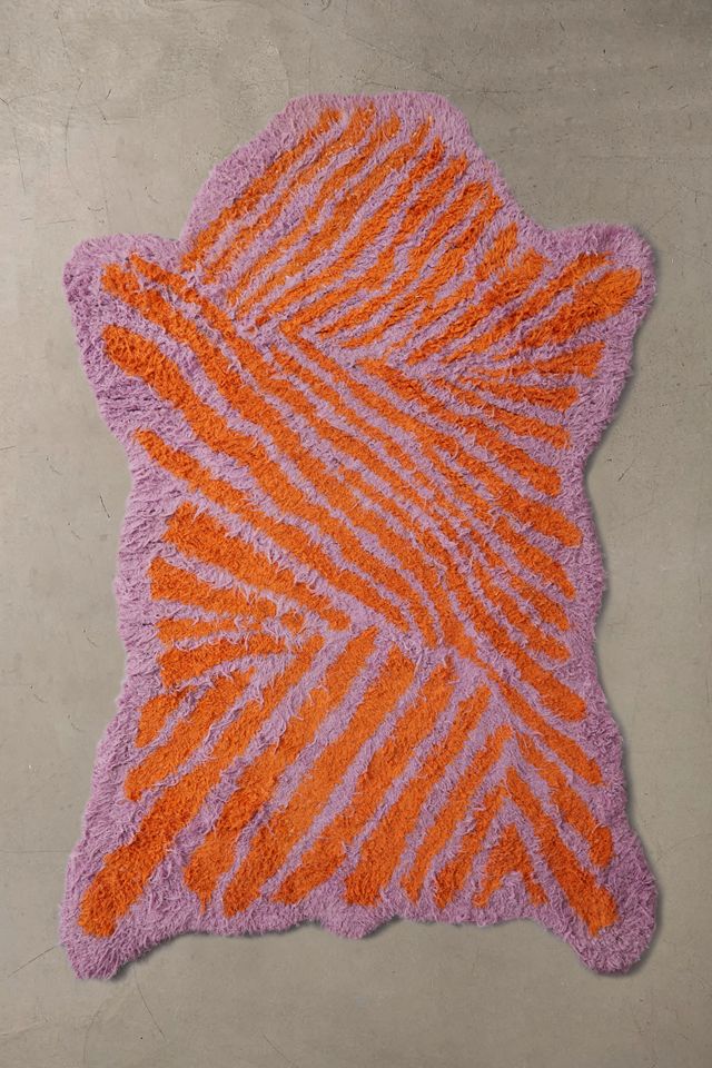 Orange & Pink Zebra Shaped Rug | Urban Outfitters UK