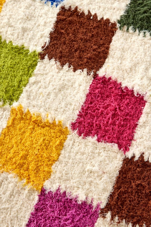 Rainbow Checkerboard Shaggy Rug #2