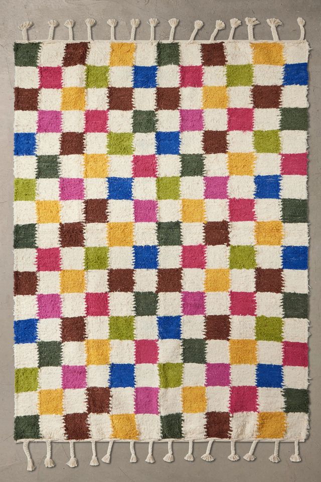 Rainbow Checkerboard 5x7 Rug #1