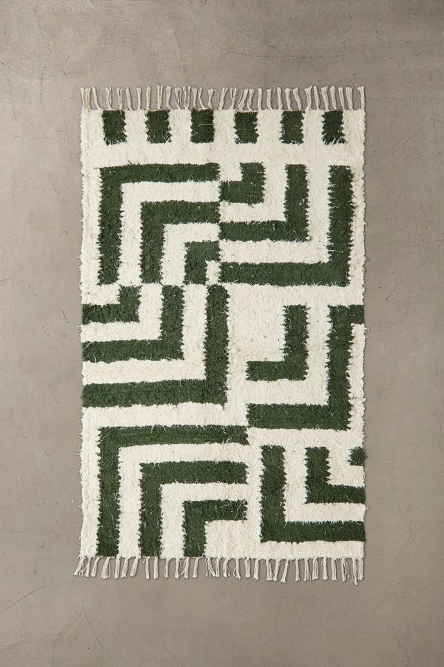 Green & White Asher 3x5 Rug #2
