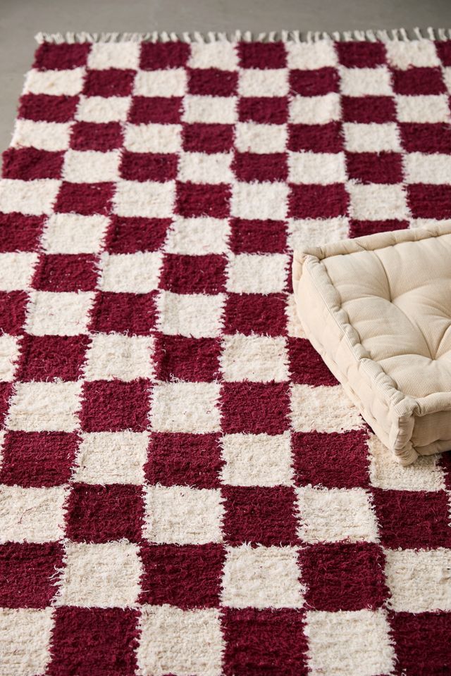 Orange Checkerboard 5x7 Rug