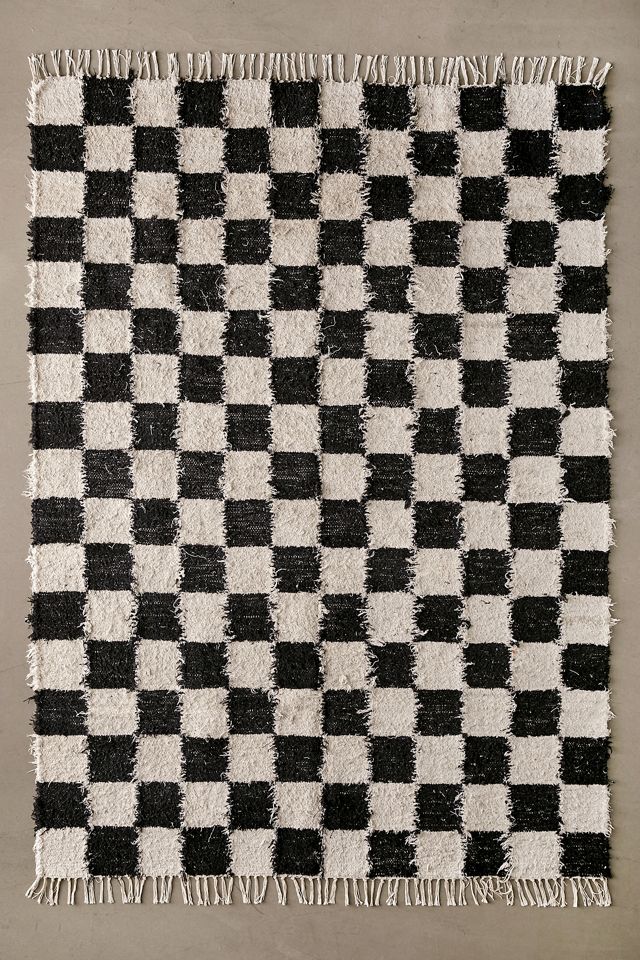 Schwarz & Weiß Karomuster 5x7 Teppich #1