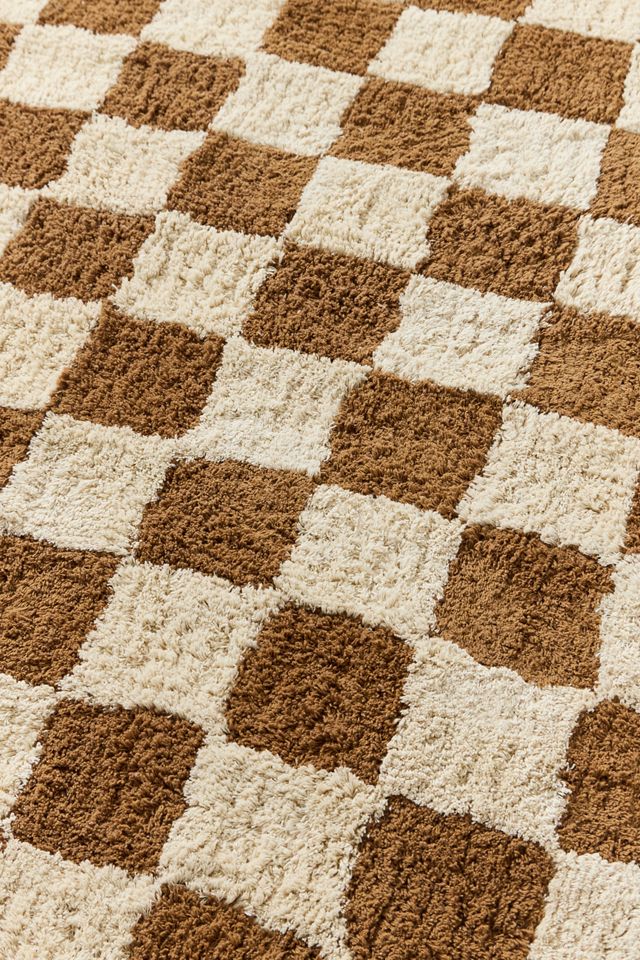 Shaggy Check Terracotta 5x7ft / 150x210cm Rug #1