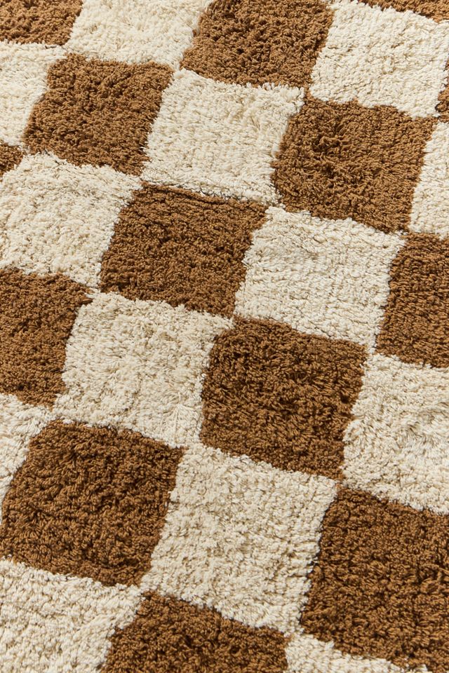 Shaggy Check Terracotta 2X6ft / 60x180cm Rug #1